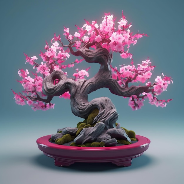 Foto capturar a beleza de um bonsai de cereja uma celebração artística da graça e precisão da natureza