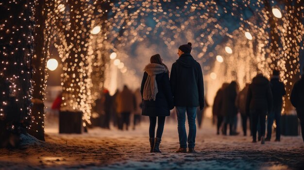 capturar la belleza de las luces de Navidad en las calles disfrute