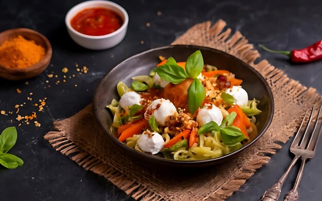 Foto capturar la esencia de chaat en una fotografía de comida deliciosa