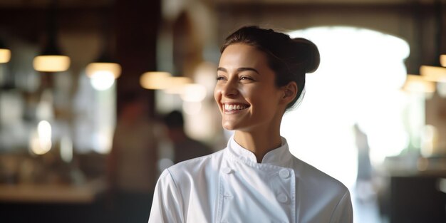 Capturar um momento de felicidade no sorriso de uma cozinheira