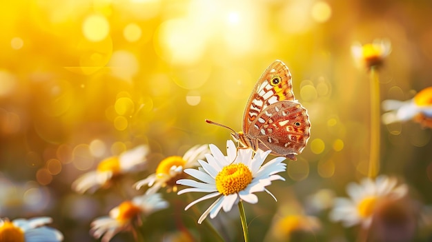 Capturas de mariposa y margarita en la naturaleza