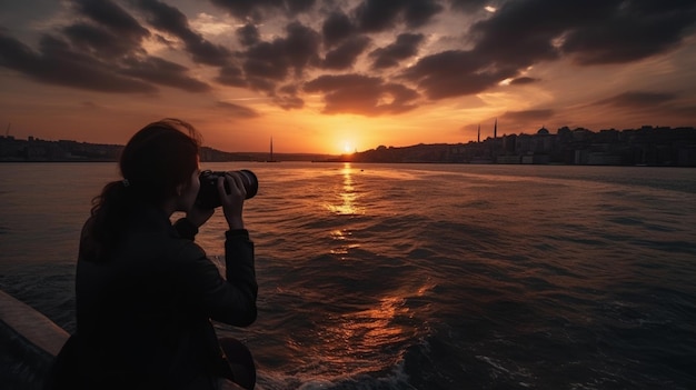 Capture a deslumbrante geleira do pôr do sol em Kadikoy com a câmera Canon Eos R6