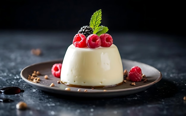 Capture a essência da Panna Cotta em uma foto de comida de dar água na boca