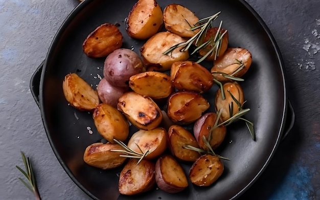Capture a essência das batatas assadas em uma fotografia de comida deliciosa