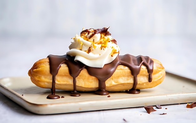 Capture a essência de Eclair em uma foto de comida deliciosa