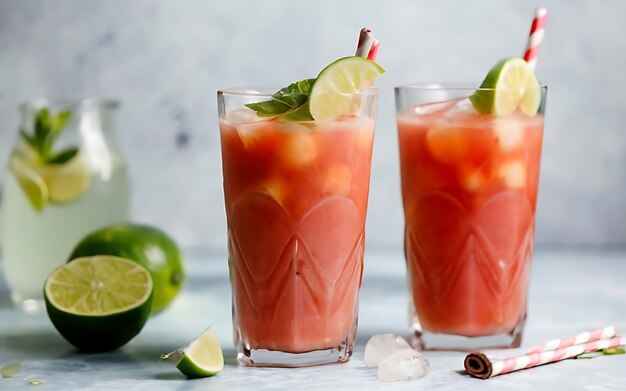 Capture a essência de Watermelon Lime Agua Fresca em uma foto de comida deliciosa