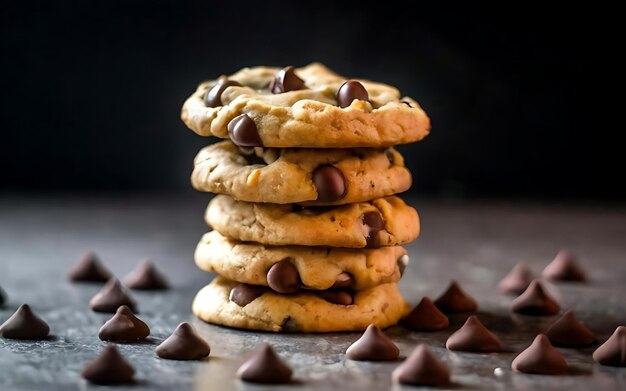 Capture a essência do biscoito com gotas de chocolate em uma foto de comida de dar água na boca