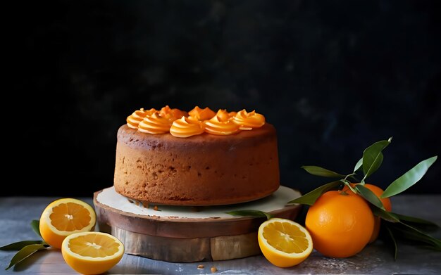 Foto capture a essência do bolo de azeite de laranja em uma foto de comida de dar água na boca