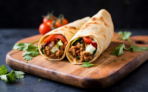 Foto capture a essência do burrito numa fotografia de comida deliciosa.