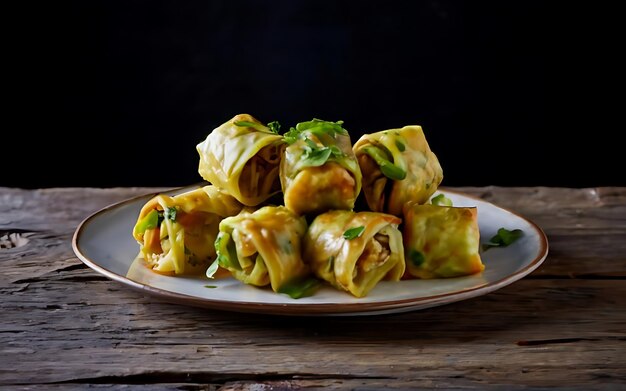 Capture a essência do Cabbage Rolls em uma foto de comida deliciosa