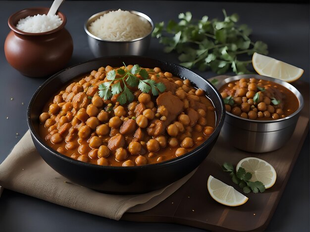 Capture a essência do Channa Masala em uma fotografia de comida deliciosa