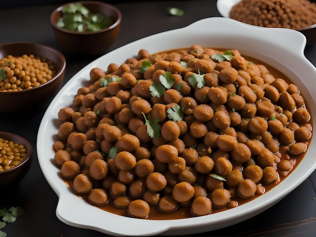 Capture a essência do Channa Masala em uma fotografia de comida deliciosa