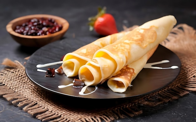 Foto capture a essência do crepe em uma foto de comida de dar água na boca