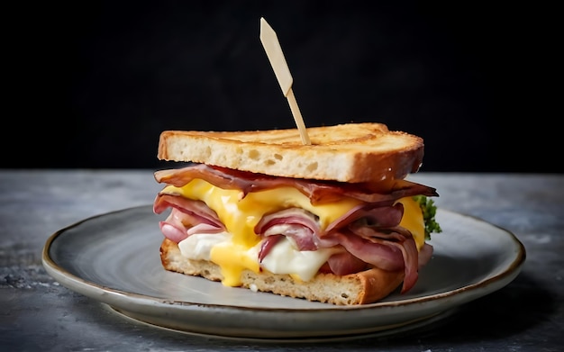 Foto capture a essência do croque monsieur numa fotografia de comida deliciosa