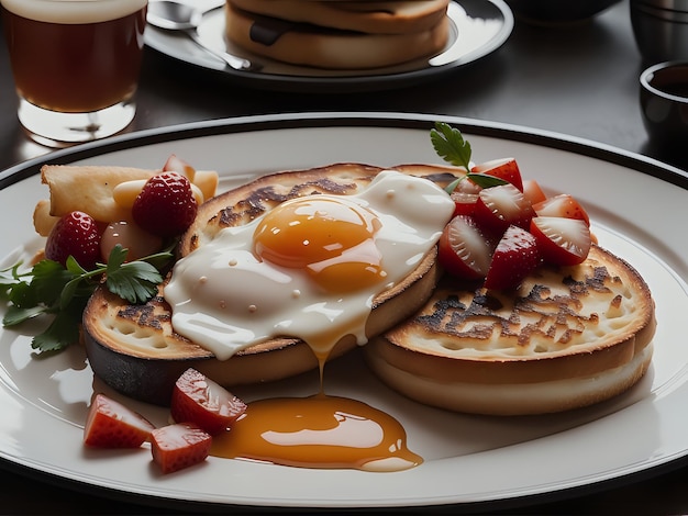 Capture a essência do pequeno-almoço inglês em uma foto de comida deliciosa