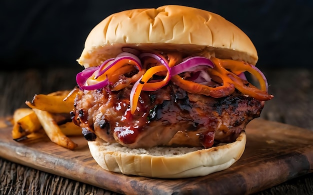 Foto capture a essência do porco grelhado em uma fotografia de comida deliciosa