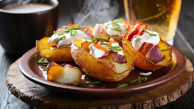 Capture a essência do Potato Skins em uma foto de comida deliciosa