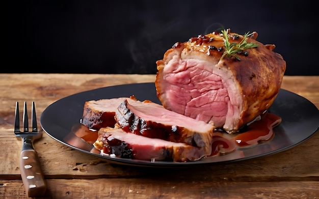 Foto capture a essência do pudding de roast beef yorkshire em uma fotografia de comida deliciosa