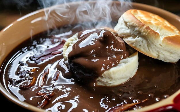 Foto capture a essência do red eye gravy em uma foto de comida deliciosa