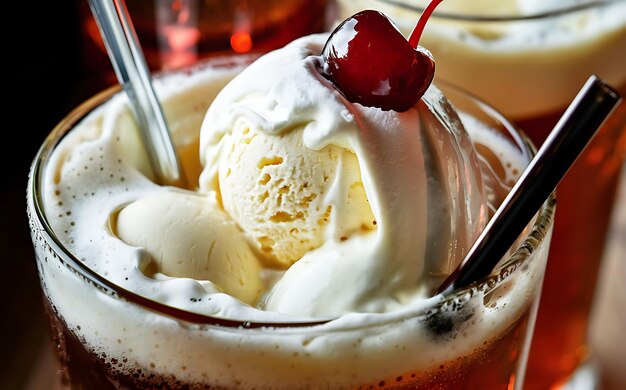 Foto capture a essência do root beer float em uma foto de comida deliciosa