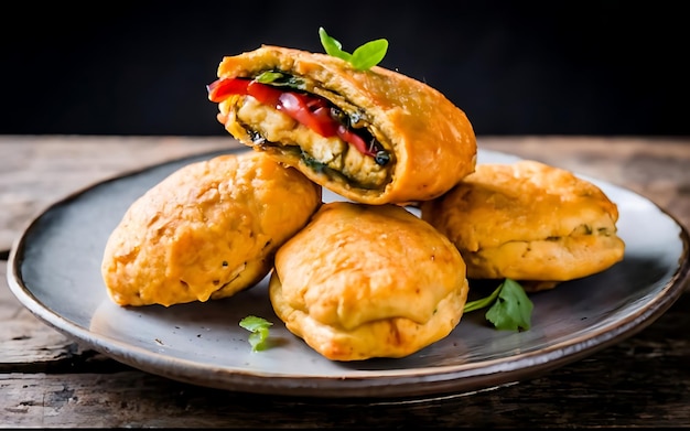 Capture a essência dos patties jamaicanos em uma fotografia de comida deliciosa