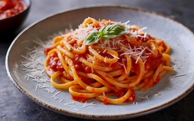 Capture la esencia de Amatriciana en una foto de comida deliciosa