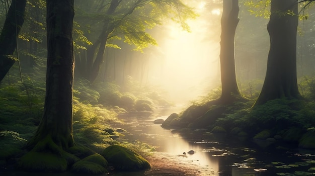 Capture la esencia de una mañana brumosa en un bosque apartado