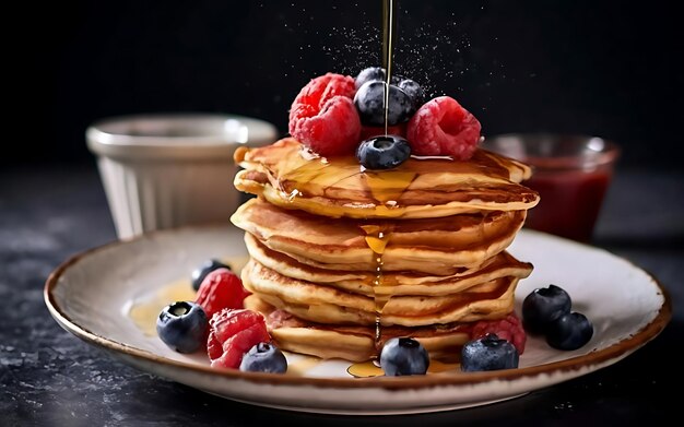 Capture la esencia de los panqueques en una fotografía de comida deliciosa