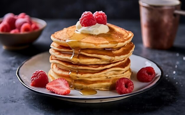 Capture la esencia de los panqueques en una fotografía de comida deliciosa