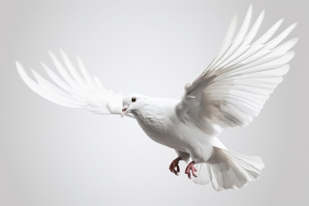 Capture la esencia de la vida silvestre mientras un majestuoso pájaro blanco vuela por el aire mostrando la belleza de la naturaleza en movimiento AI Generative