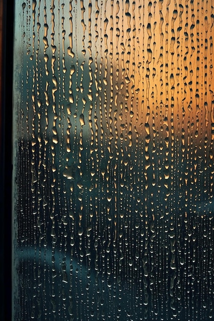 Foto capture los intrincados patrones formados por las gotas de lluvia en un generador de ia de ventana