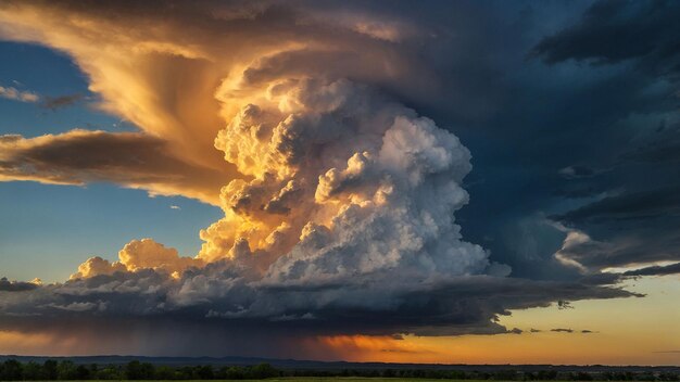 Foto capture o drama uma nuvem cumulonimbus imponente domina o céu sua forma ondulante iluminada