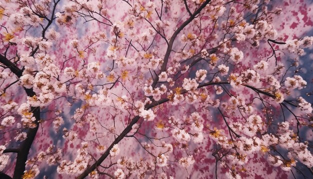 Foto capture os padrões intrincados das flores da primavera de uma perspectiva aérea