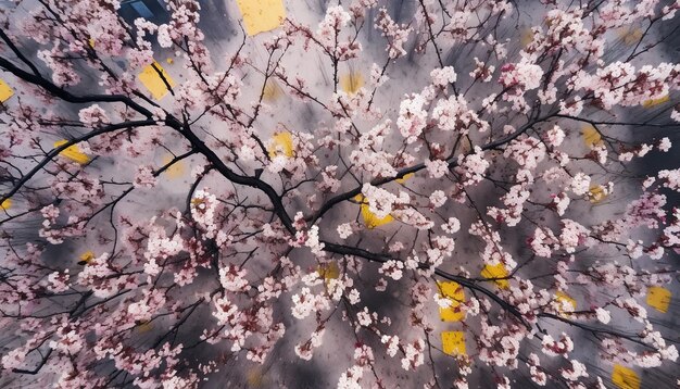 Capture os padrões intrincados das flores da primavera de uma perspectiva aérea