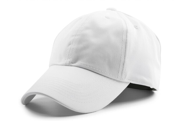 Capucha de béisbol blanca en blanco Accesorio de sombrero deportivo aislado Objeto para ropa casual Foto de producto