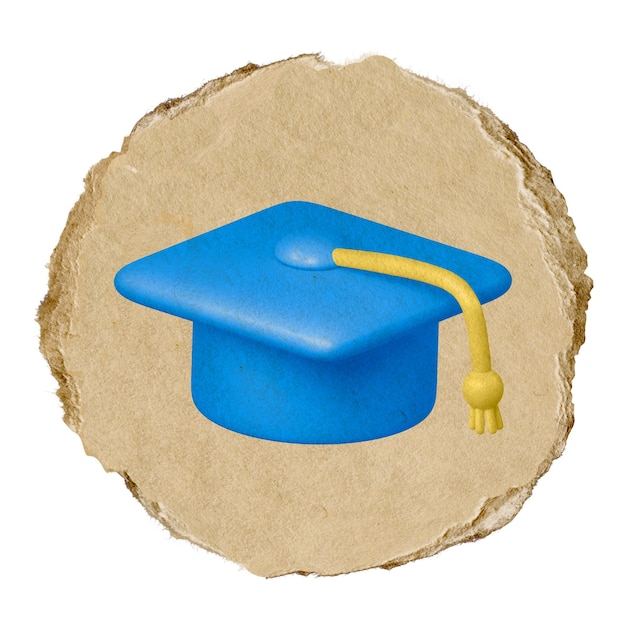 Capucha de graduación png icono de educación pegatina de papel rasgado insignia de fondo transparente