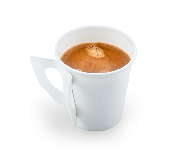 Capuchino caliente o Barista en vaso de papel blanco