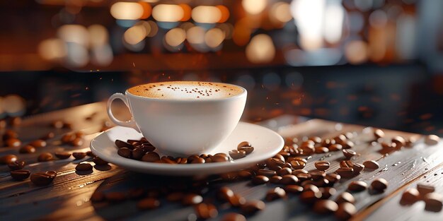 Foto capuchino una mañana deliciosa en un platillo