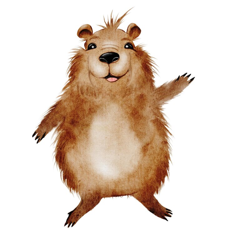 Foto capybara acuarela dibujos divertidos de animales a mano en un fondo blanco aislado clip art de un amigo