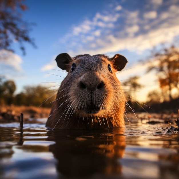 Foto capybara em seu habitat natural fotografia de vida selvagem ia generativa