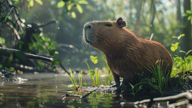 Foto capybara in der wildnis