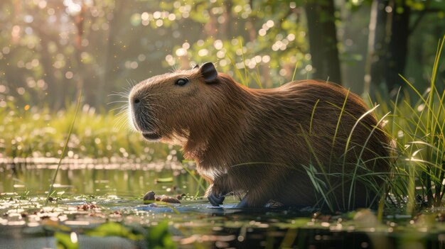 Foto capybara in der wildnis