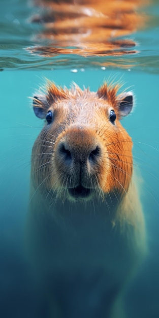 Foto capybara subaquática foto de estoque de alta qualidade para tela de bloqueio móvel