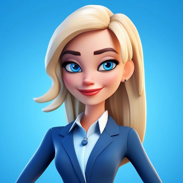 Cara de avatar de personaje 3D de una mujer con traje