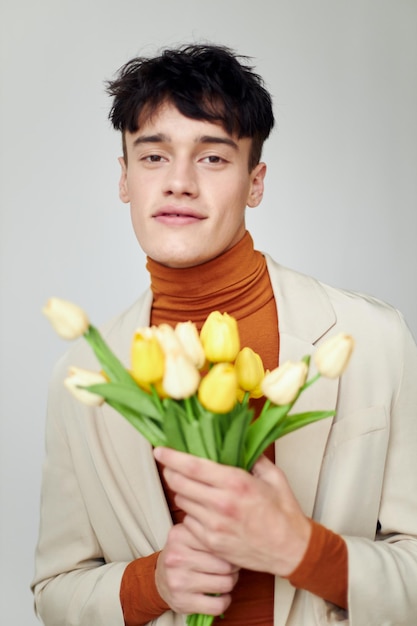 Cara bonito buquê de flores romance moda data fundo isolado inalterado