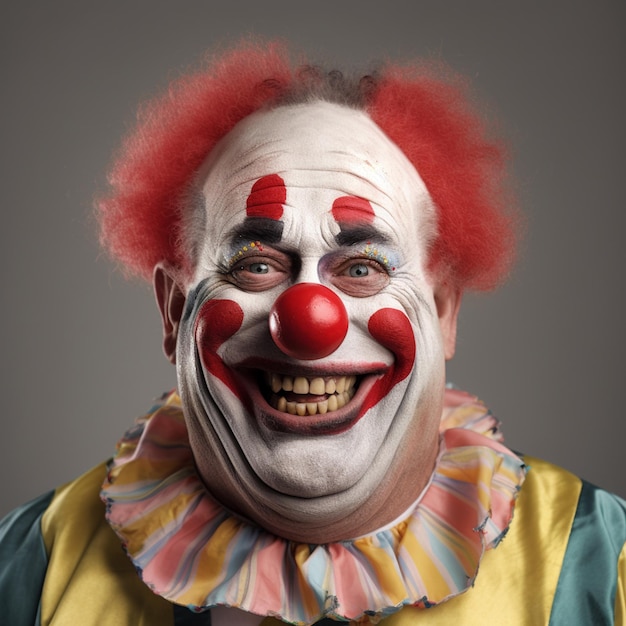 Foto cara de bromista payaso maquillaje creativo pintura de cara en carnaval hombre gracioso