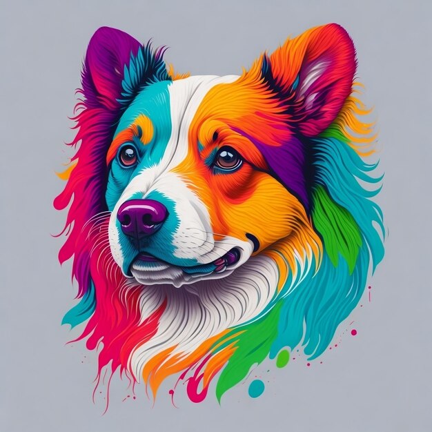 Cara de cachorro fofo colorido com fundo isolado