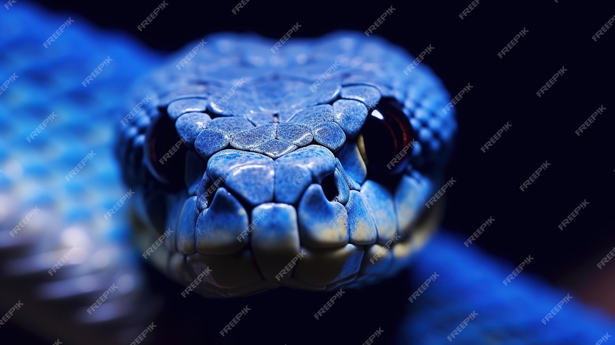 Cobra Víbora Azul Closeup Rosto Generativo Ai Foto Royalty Free