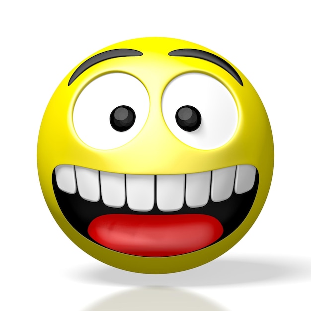 Cara de emoji amarelo sorridente com a boca aberta