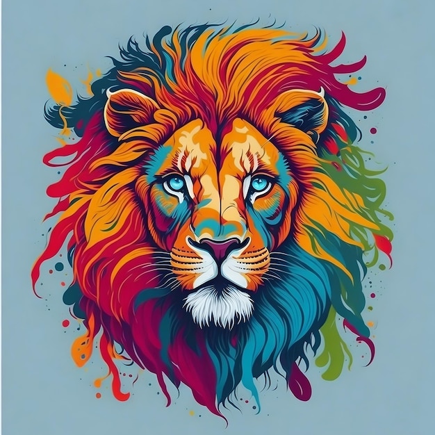 Cara de leão colorido com fundo isolado